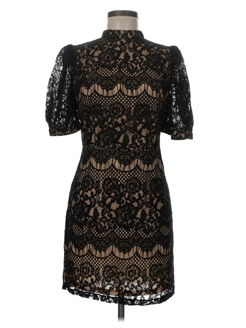 Black Lace Overlay Sheath Dress